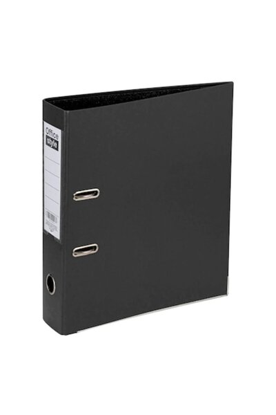 SHOPIENS A4 Archiving Ring Binder, Black, 2 Rings, 29x32 cm, Edge Label