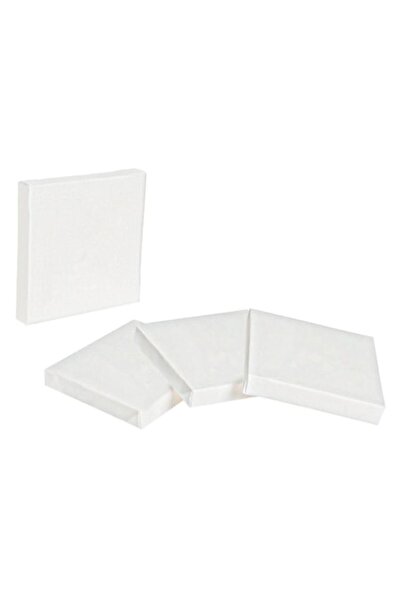 OEM Set Canvas Alb, 4 Buc, 10x10 cm, Material Bumbac si Lemn