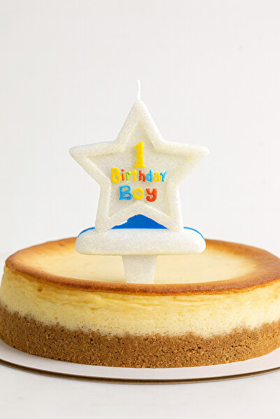 China Bazaar Yıldız 1 Yaş Mavi Pasta Mumu - Doğum Günü, Pasta Süsü