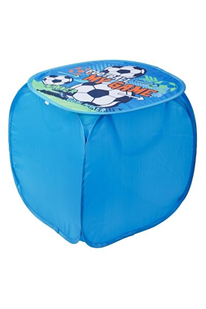 SHOPIENS Agility Storage Box, Football Pattern, Blue, 45x45x45 cm, Polyester