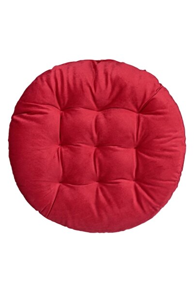 MYONNA IT & E- COMMERCE Decorative Round Chair Cushion, Festive, Red, 40 cm, Polyester Velvet