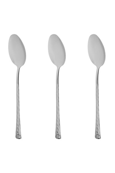 SHOPIENS Hammered Teaspoon Set - 3 pcs, 15 cm, Stainless Steel (MYONNA)