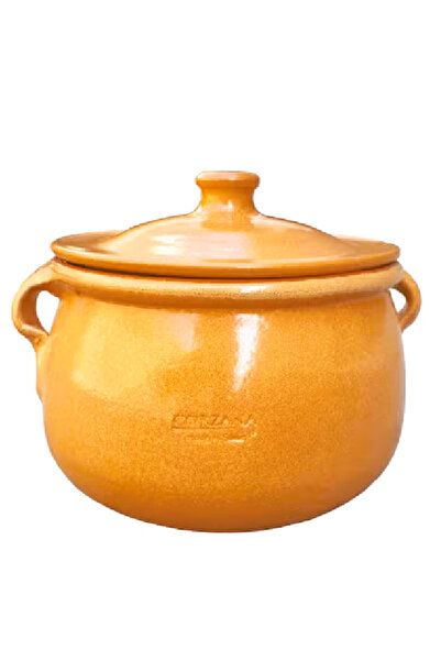 Corzana Spanish-made clay pot with handles and lid, Corzona brand, 2-liter capacity