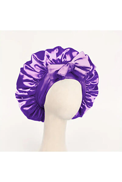 Choice11 Dark Purple Satin Bonnet Silk Bonnet Adjustable Bonne For Sleeping H...