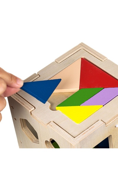OEM Educational wooden shape sorter cube toy, 14 x 14 cm