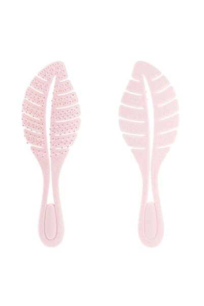 OEM Perie de păr din plastic, model ondulat cu pene, culoare roz, 23x7 cm