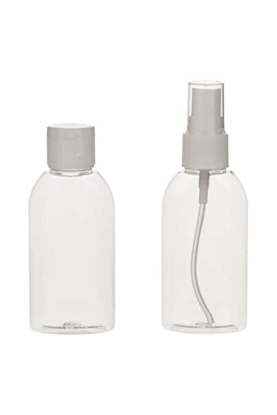 OEM Travel Bottle Set, Transparent, 60ml, 2 Pieces, White Cap, Plastic
