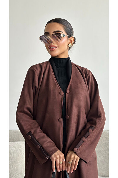 outline Brown suede abaya
