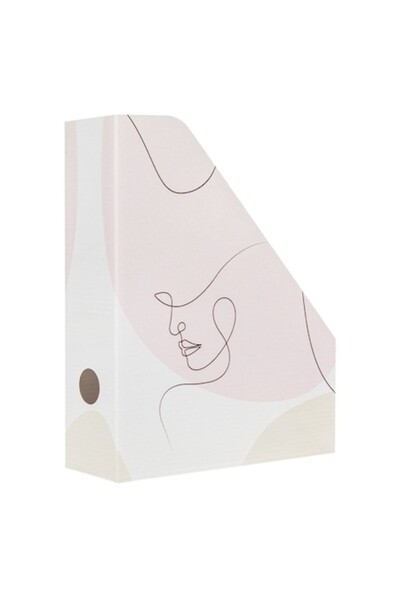 SHOPIENS File and Magazine Holder, Abstract Pattern, 24x7.5x29.5cm, Ecru
