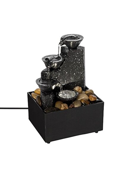 SHOPIENS Fântână decorativă cu LED, alimentare USB/2 baterii AA, neagră