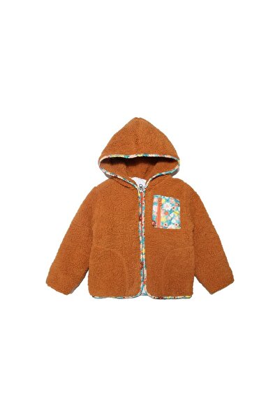 Verscon Kız Çocuk Peluş Fermuarlı Cepli Çiçek Desenli Mont