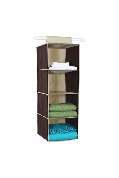 SHOPIENS 4-Tier Hanging Storage Shelf, Ecru, 30x30x84 cm, Polypropylene