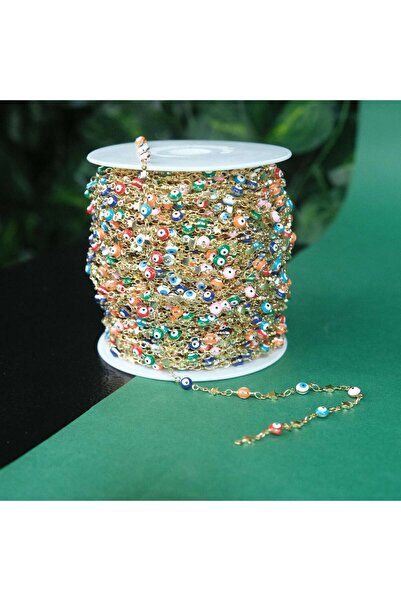 Prestij Boncuk Lanț de ochelari cu mărgele din metal de culoare aurie, cu lan...