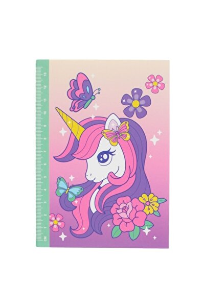 SHOPIENS Caiet Unicorn A6 cu copertă moale, multicolor, 40 de coli, cu riglă ...