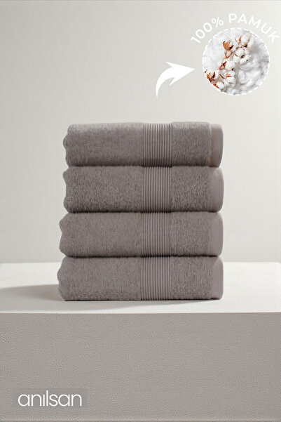Anılsan 4-Piece Lilac Dora Hand Towels - 50X80 Cm, 175 Gr, 100% Cotton, Spa and Hotel Towels, Suitable for Daily Use