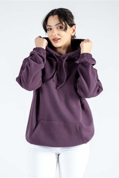 Kyron Kadın Pamuklu, Kapüşonlu Sweatshirt – Şık ve Sade Tasarım / Farklı Renk Seçenekleri
