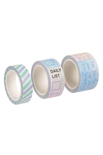 SHOPIENS Washi Tape Set, 3 pcs, Lavender Scent, Calendar & Stripes, 5m, Multicolor