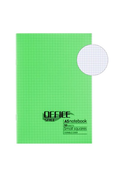 SHOPIENS Mathematics Notebook Office Style, A5, 50 Sheets, Small Squares, Lime Green Cover
