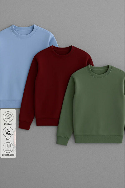 COMBİNE MİCHAİL سترة رياضية فضفاضة للرجال بياقة دائرية مكونة من 3 قطع