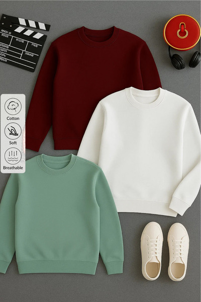 COMBİNE MİCHAİL Men's Crew Neck Loose 3-Piece Sweatshirt