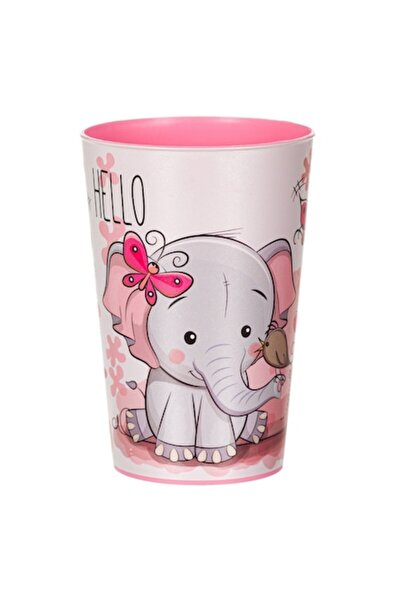 ANTBRO Elefant din sticlă din plastic cu fluturi, roz, 340 ml