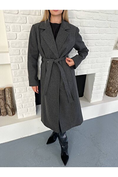 Ekim Store معطف طويل مبطن بحزام