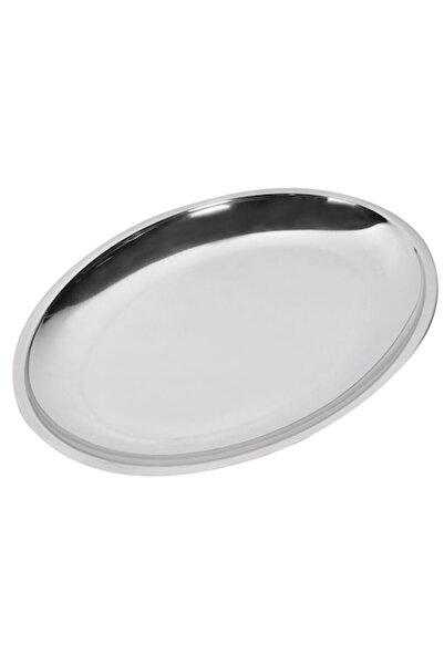 SHOPIENS Oval Metallic Platter, 40 cm, Silver - MYONNA