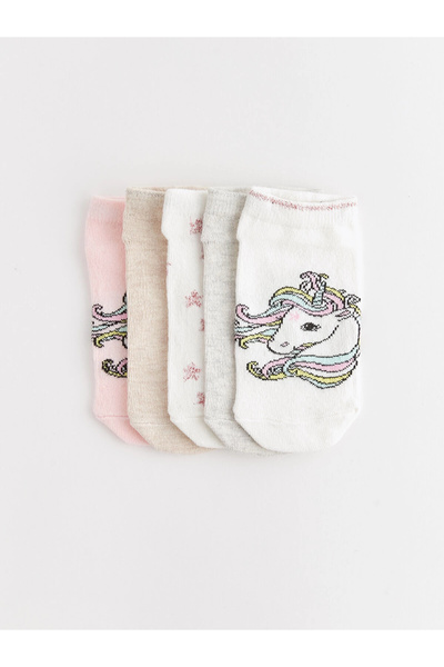 LC Waikiki Lcw Kids Ecru Patterned Girls' Booties Socks 5-Piece