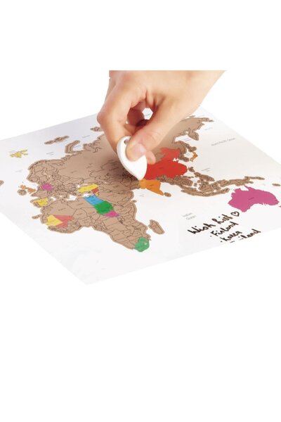 SHOPIENS Creative Scratch Map Set, 42x22 cm, Multicolor, Includes Engraving Tool and Adhesive Tape, MYONNA IT