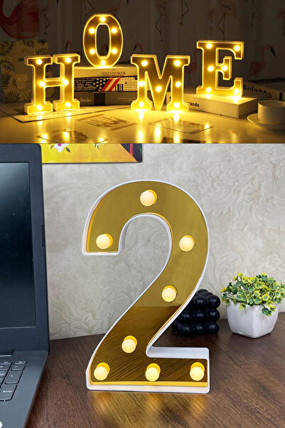 Murido Dekoratif Led Işıklı 3d 2 Rakamı Büyük Boy Organizasyon Doğum Günü Kut...