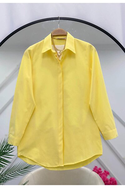 YEDİLALE Terycotton Basi̇c Klasi̇k Gömlek [Hidden Button, 85 cm Medium]
