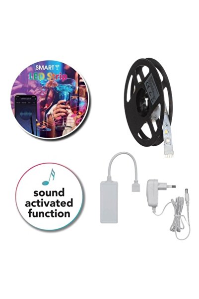 SHOPIENS Banda LED Autocolanta Lamba Smart Strip, Microfon Integrat, Functie Activare Sunet, Lumini Multicolo