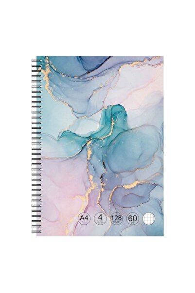 SHOPIENS Mathematics Notebook, Marble Pattern, A4, Spiral, 128 Sheets, Multicolor