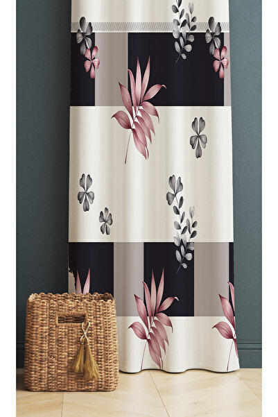 Else Dekor Κουρτίνα φόντου ψηφιακής εκτύπωσης με γεωμετρικό σχέδιο λουλουδιών 140x260cm