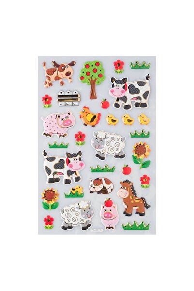 OEM Комплект стикери, изскачащи, селскостопански животни, 23 броя, многоцветни