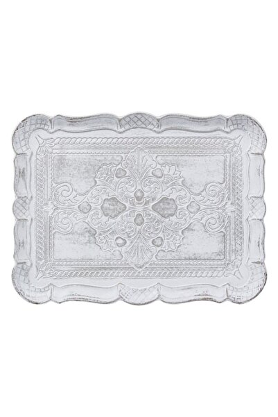 OEM Platou Decorativ de Lemn Alb Model Brushed 30x23cm