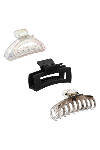 SHOPIENS Set 3 agrafe de păr pentru femei, negre, ovale colorate și marmură transparentă, 8,5 cm