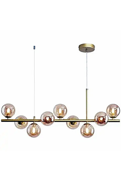 LED CONCEPT LED chandelier with lampshades, gold, linear, 85x30x100cm, 9xE27