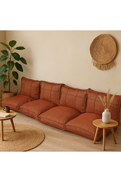 UFUK HOME Kiremit Kırmızısı Yer Minderi – Sırt Destekli, Modern ve Rahat Tasarım