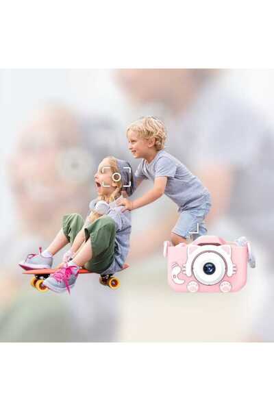 OEM Digital Camera for Kids, 2inch Screen, Dual HD Lenses, Silicone Case, 32GB Card, Pink 6+
