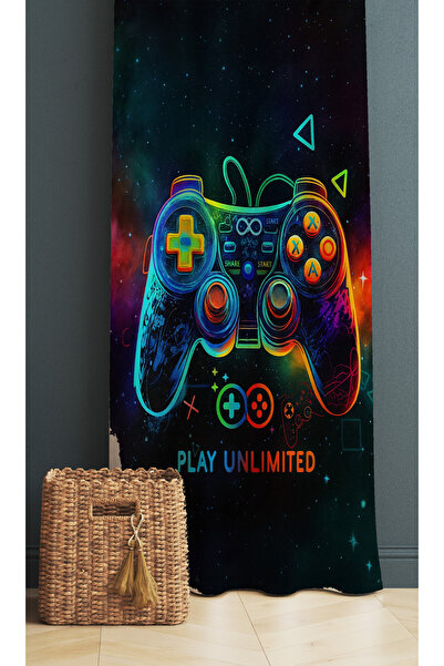 Else Dekor Κονσόλα παιχνιδιών Joystick Gamer με μοτίβο ψηφιακής εκτύπωσης Κουρτίνα φόντου 140x260cm