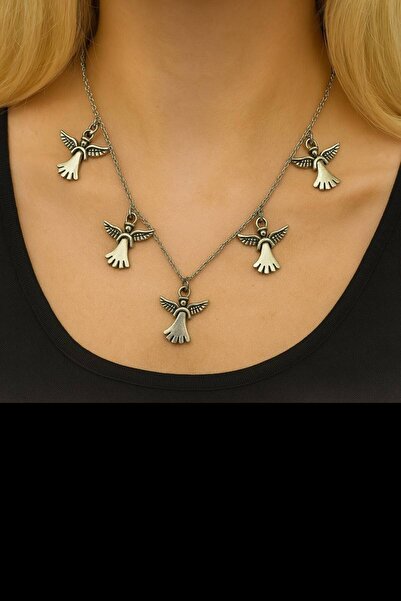 Yuchicly قلادة نسائية مكونة من 5 قطع مع شكل ملاك ذو أجنحة صغيرة - أنيقة وراقي...