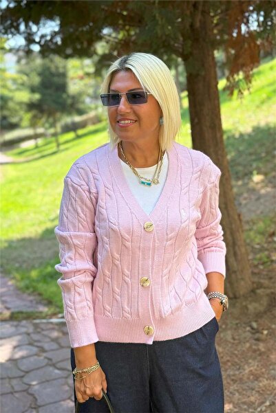 By Esra Celkan Nakış Armalı Düğmeli Hırka