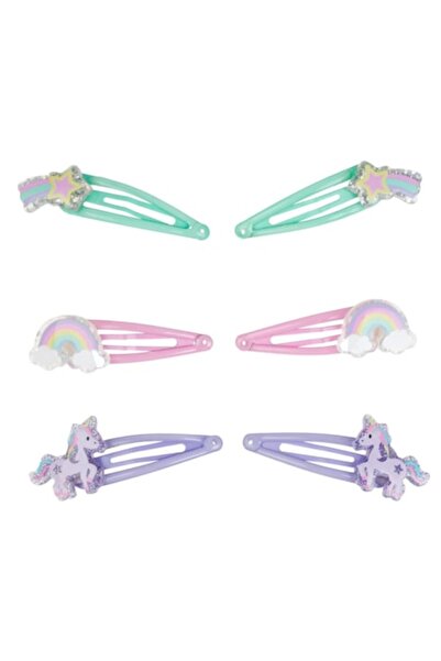 ANTBRO Set agrafe de păr, unicorn 3D, multicolore, metalice, 6 bucăți