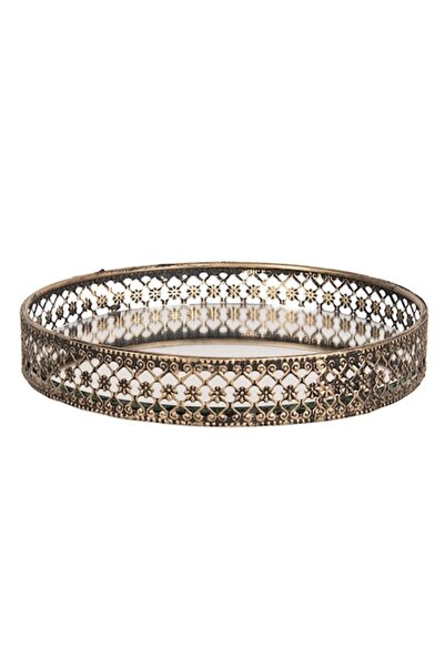 OEM Tavă decorativă rotundă pentru oglindă, bronz vintage, dimensiune 30x4 cm