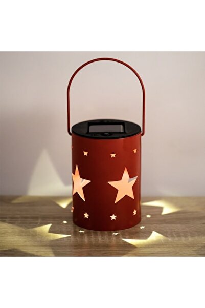 SHOPIENS Felinar solar metalic cu stele, diametru 8,5 cm, înălțime 12,7 cm, r...