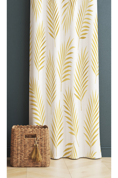 Else Dekor Κουρτίνα φόντου ψηφιακής εκτύπωσης με μοτίβο χρυσού φύλλου φοίνικα 140x260cm
