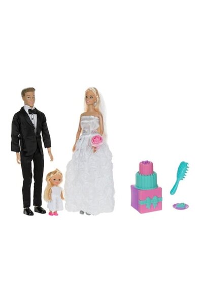 BETTY set de păpuși de familie - mire, mireasă și copil