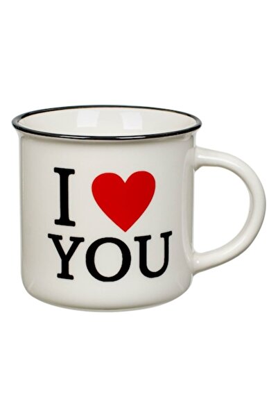 OEM New bone ecru mug with black rim and "I Love You" print 370ml