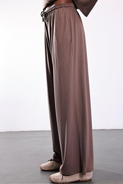 5in1Canpolat Mink Elastic Waist Draped Trousers 102010